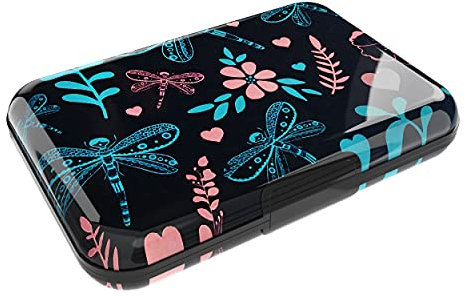 Porte Carte bancaire Femme Homme Anti piratage RFID Aluminium Grande capacite Portefeuilles et Porte-Cartes Etui Porte Feuille Libellule