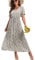 GRECERELLE Womens Summer Maxi Boho Beach Dress Floral Print Dress V Neck Short Sleeve Drawstring High Waist Flowy Long Midi Dresses (Lily Green, XXL)