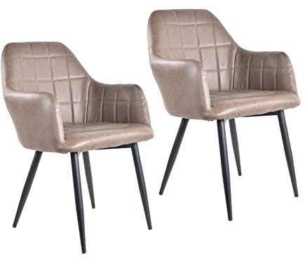 HTI-Living Stuhl Albany Vintage 2er-Set Esszimmerstuhl Armlehnenstuhl Polsterstuhl Antikbraun