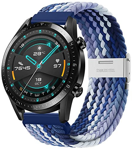 Kompatibel Mit Huawei Watch GT Armband, 22mm Elastisches Nylon Stoff Band für GT 4/5/3/3 Pro/2/2 Pro/2e/Fashion/Sport/Active/Classic/Runner 46mm