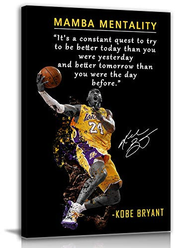 AMART SUN Kobe Bryant inspirierendes Poster auf Leinwand • Mamba Mentalitätszitat auf Leinwand • Basketballspieler, Sport, Heimdekoration, motivierendes Kunstwerk für Zuhause, Büro, Fitnessstudio