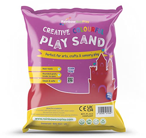 Rainbow Eco Play – Coloured Red Sand – 5kg – Kids Natural Play Sand – Sand Art, Childrens Crafts