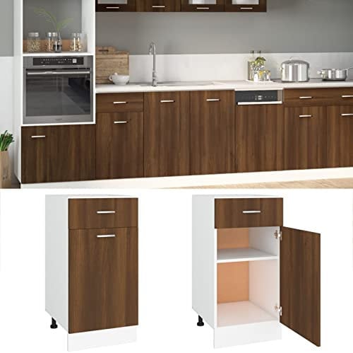 ZEYUAN Armario Cocina, Mueble Fregadero, Mueble Bajo Cocina, Muebles De Cocina, Modulos De Cocina, contrachapada marrón Roble 40x46x81,5 cm