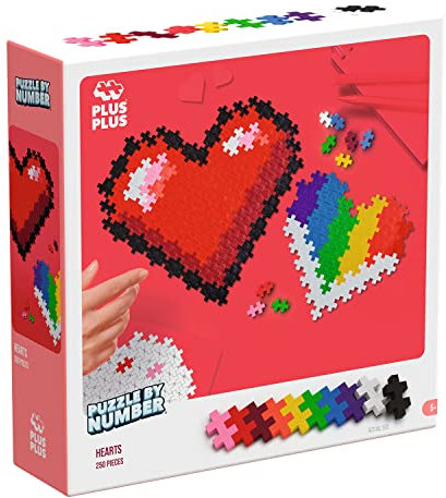 Plus Plus - Kids Puzzles By Numbers Heart | Jigsaw Puzzles For Kids | Jigsaw Puzzle 5 Year Old | Games For Kids |5 Year Old Girls Gifts | Kids Learning Toys