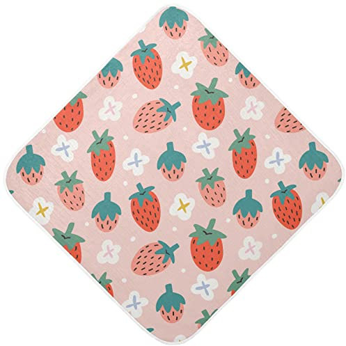 Ceiurey Rosa Erdbeere Baby Jungen Mädchen Badetuch Obst Sommer Kapuzenhandtücher Neugeborene Kleinkinder Bio-Baumwolle Waschlappen Dusche Strandtuch 76,2 x 76,2 cm