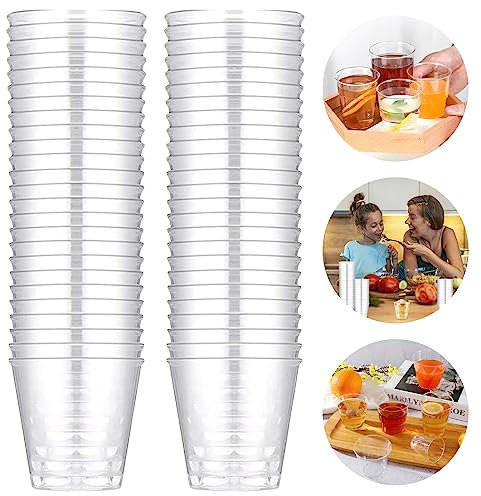 50 Stück Schnapsgläser Plastik, 30ml Trinkbecher, Wiederverwendbar Plastikbecher, Shotgläser Plastik, Plastik Becher Trinkbecher Transparent, Shotgläser für Verkostung Partys Geburtstage Hochzeiten