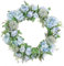 TITA-DONG Spring Wreath Silk Peony Wreath with Green Leaves, Artificial Hydrangea and Peony Flower Wreath for Front Door, Welcome Front Door Wreath for Wedding Wall Home Decor(Blue)