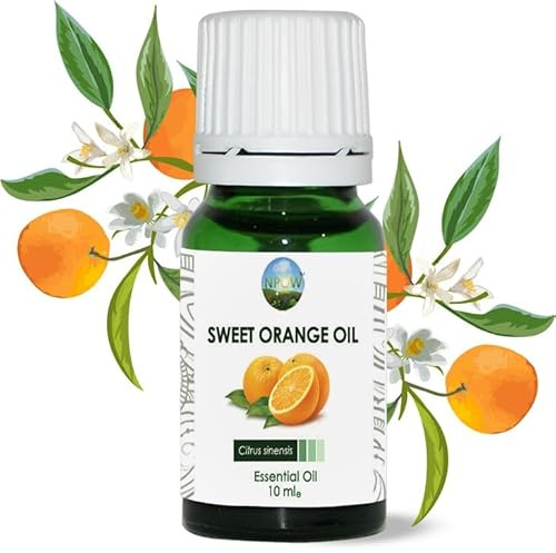NPOW Sweet Orange Essential Oils - Pure Essential Oil Orange, Essentials Oil for Diffusers, Humidifier, Burners, Aromatherapy Oils, Candle Making - Mood Lifter for Stress Relief - 10ml