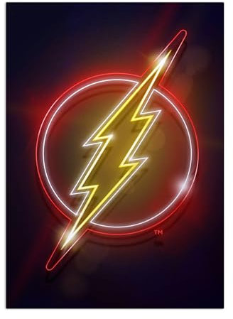 Displate - Poster aus Metall - Einfache Montage ohne Bohren - DC Comics - Symbols Of Hope - Flash neon - Größe M - 32x45cm Matt