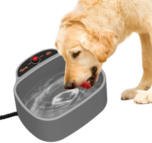 Toozey Beheizter Wassernapf für Hunde, Einstellbare Temperatur Beheizter Hundenapf, 180cm Anti-Bite Kabel, 2500 ML Thermostatisch Haustiernapf, Ideal für Winter