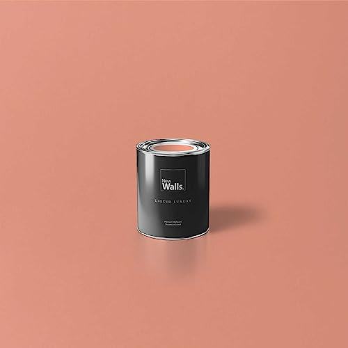 New Walls Premium Wandfarbe Rosa, Lachs Liquid Luxury Dispersionsfarbe für Innenräume – 1 L