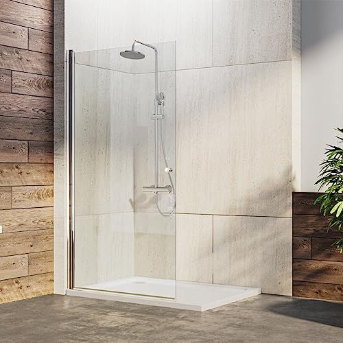 IMPTS Drehbar Walk in Duschwand Dusche 100x185cm Nischentür Duschtür Duschtrennwand Schwingtür aus 6mm klar ESG Glas