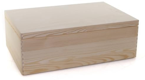 Holzfee Holzkiste 59 x 40 x 20 cm Kiste Holz Kiefer große Aufbewahrungsbox mit Deckel