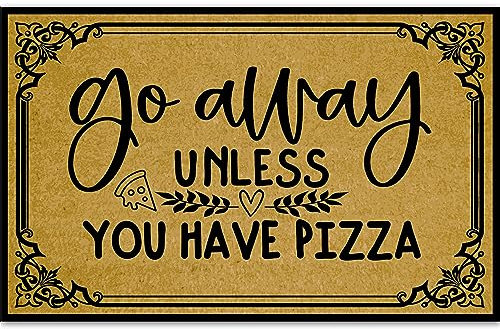 Ayatow Personalized Door Mats Outside, Go Away Unless You Have Pizza Funny Monogram Doormats for Entrance Way Outdoors 23.6 X 15.7 Size, Welcome Floor Mat Indoor Non Slip with Rubber Backing