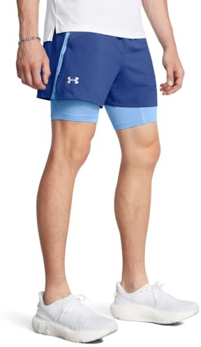 Under Armour Herren Launch Run 12,7 cm 2-in-1 Shorts, (432) Tech Blue/Horizon Blue/Reflective, 3X-Groß