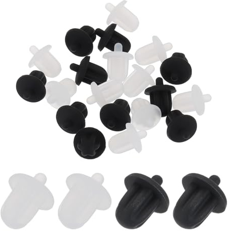 sourcing map 20 Stück Audio-Klinkenstecker-Port-Abdeckung Schwarz/Klar | PC DVD Mikrofonsteckerkappen, 6, 35 mm, Silikon-Schutz