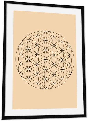 JUHMI Blume des Lebens Poster Personalisierbar - Yoga und Meditation Wandbild Wanddeko Wohnzimmer Schlafzimmer Küche - Aesthetic Room Decor Zimmer Deko Aesthetic - Lebensblume A4 (21x29,7cm)