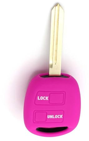 Cover Chiave Auto Custodia in Silicone Telecomando Compatibile con Toyota 2 Tasti Corolla Yaris Aygo Vios Prius Rav 4 Celica Protezione Caduta Urti Graffi (Rosa)