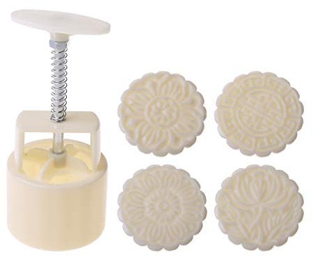 100g Mooncake Mold 4 Flowers Stamps Round Hand Press Moon Cake Pastry Mould DIY Bakware Mooncake Mold 125g Square