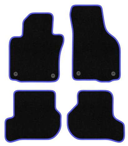 Velours-Fußmatten passend für Skoda Octavia II 2004-2013, Schwarz-Blau | passend für Kombi/Liftback; Velours-Teppich (Polypropylen), ca. 6,5 mm