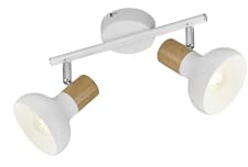 lightling Deckenlampe Larissa 2-flammig, mit Holz-Optik, Wand- und Deckenmontage, exkl. 2 x E14 max. 10W, Höhe 18 cm, Breite 30 cm, Metall, weiß matt
