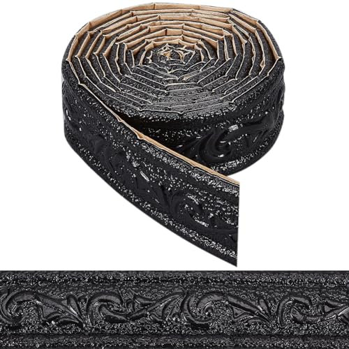 CRASPIRE Carta Da Parati Autoadesiva Da 90 x 1.7 pollice Modanatura Del Bordo Stacca e Incolla Bordo In Schiuma Flessibile Adesivi per Battiscopa Neri Bordo Decorativo Adesivo 3D per Pareti Battiscopa