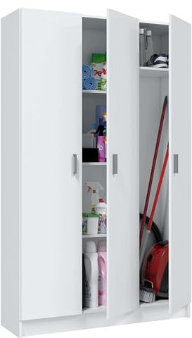 Miroytengo Armario Multiusos Escobero 3 Puertas, Armario de Cocina, Armario Despensa, Mueble Lavanderia, Baño 109x180 cm
