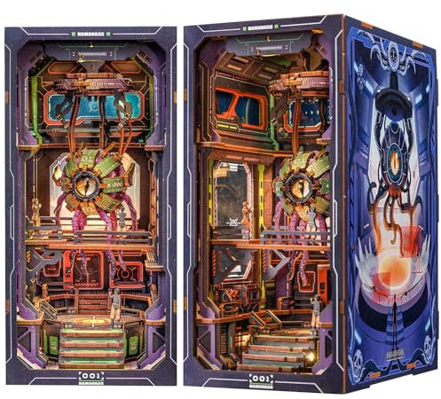 Cutefun Book Nook Kit Insert d'étagère à Livres DIY - Serre-Livres en Bois Robuste - Puzzle 3D - Décoration de Maison de poupée - avec Meubles et Accessoires,The Eye of Old God