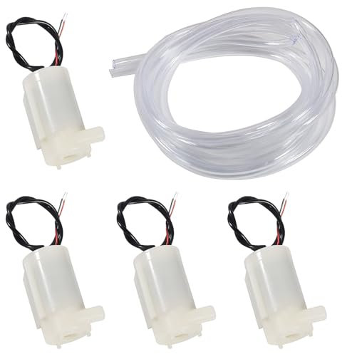 AEDIKO 4pcs Micro Submersible Mini Water Pump DC 3V 5V for Aquariums Fish Tank Pond Fountain Hydroponics Garden with 4M Flexible Tube Water Pipe