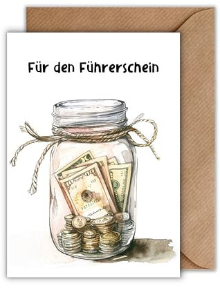 WBdesignz Karte Für den Führerschein – DIN A6 Geldgeschenkkarte mit Umschlag