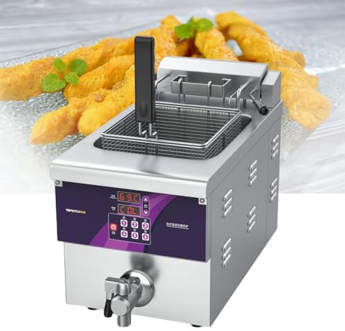LFfwynog Freidora eléctrica Comercial, freidora de Acero Inoxidable con Capacidad de Cesta, freidoras de encimera de 12 litros para Cocina casera y Restaurante