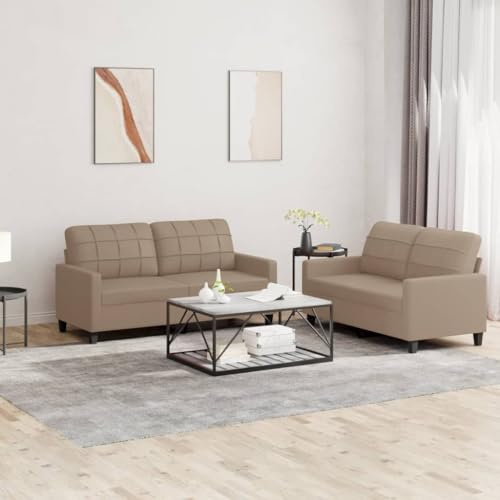 Willood 2-TLG. Sofagarnitur mit Kissen Cappuccino-Braun Kunstleder Loungesofa Lounge Sitzmöbel Wohnzimmer Sofas3201362