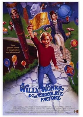 HACERR Poster Willy Wonka und die Schokoladenfabrik auf Leinwand, Schlafzimmer, Dekoration, Landschaft, Büro, Raumdekoration, Geschenk, 40 x 60 cm