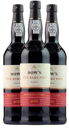 Dow's Port Ruby Porto 75 cl Süßer Wein (Karton mit 3 Flaschen von 75 cl)