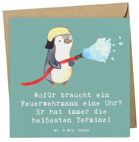 Mr. & Mrs. Panda Deluxe Karte Feuerwehrmann Termine - Meeresbrise