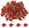 sourcing map 100pcs Red Ribbon Roses 5/8 x1-3/16 Mini Roses for Crafts Little Satin Bows Roses Artificial Flowers