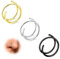 ESHIONER Double Nasenring Hoop für einzelne Piercing Spirale Nase Ringe Piercing Schmuck Dünn Klein 20 Gauge Hypoallergen 10MM 3PCS Silber Gold Schwarz Twist Nasenpiercing Ring für Damen G23 Titan