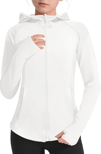 Leichte Jacke für Mädchen, langärmelig, Reißverschluss, athletischer Kapuzenpullover, LSF 50+, Angeln, Wandern, Sonnenschutz