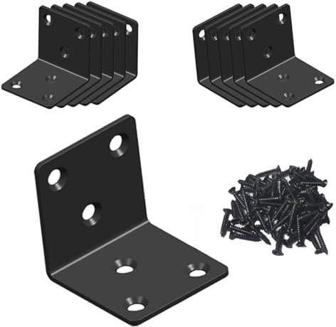 Dayalo Lot de 10 connecteurs d'angle - Noir - 40 x 40 x 40 mm - En acier inoxydable - Forme en L - Pour montage d'angles, de meubles