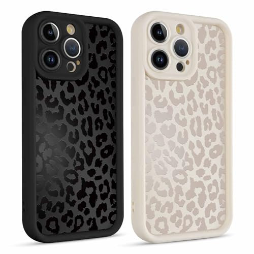 Kueqeay 2 Stück Hülle für iPhone 15 6,1, Handyhülle mit Aesthetic Muster Design Matte Schutzhülle,Ultra Weich Silikon Dünn TPU Case Stoßfest Kratzfest Bumper Cover, Leopard 2
