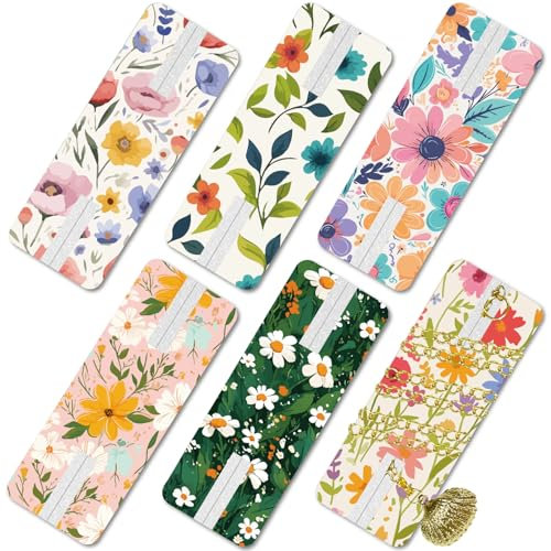 CREATCABIN 6 Packs Necklace Travel Case No Tangle Necklace Organize Cards Case Display Card Jewelry Organizer Printed with Foam Bag Portable Reusable for Necklace Bracelet 2.52x0.94 Inch Flowers