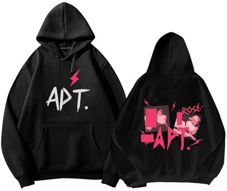 MURQ RO-SE Album APT Hoodie 2024 Blink Support Bedrucktes Merch-Sweatshirt Baumwollhemden TOP(Black-Fleece,S)