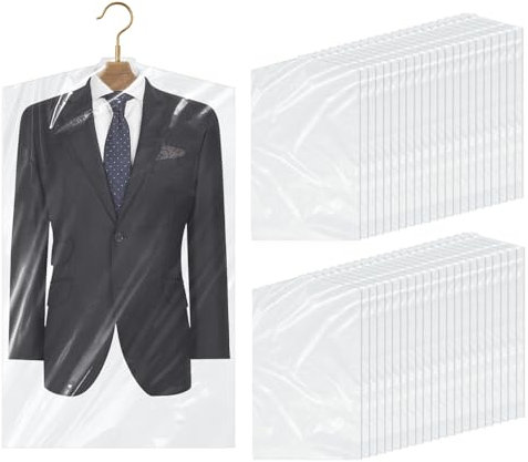 YSWOVUO 45 Pezzi Custodie per Abiti 60x100cm, Trasparenti Sacchetti Porta Abiti in Plastica, Sacchetti Vestiti Armadio Antipolvere, Portaabiti Antitarme, Copertura Vestiti per Camicie, Giacche, Abiti