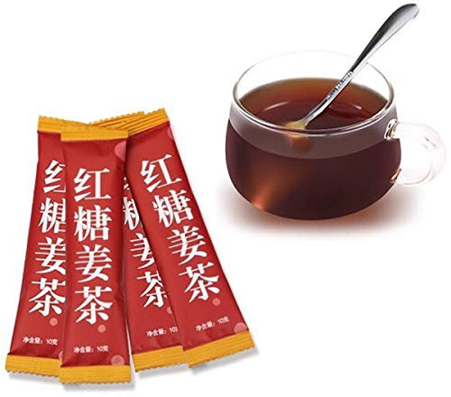 HELLOYOUNG 10g Bio Instant-Schwarztee mit chinesischem braunem Zucker und Ingwer – Frisch gepflückt traditionell hergestellt sonnengetrocknet ein vollmundiges und mildes grünes Lebensmittel (50 pcs)