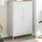 Myheimly Highboard, Sideboard mit 6 Fächern, Kommode Anrichte für Wohnzimmer Schlafzimmer, Schrank Beistellschrank, Industrie-Stil, Stahl Weiß