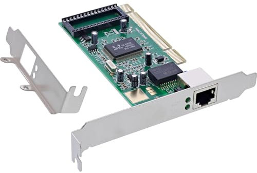 InLine Gigabit Netzwerkkarte, 10/100/1000 Base-T Ethernet LAN Controller, 1Gb/s, PCI, ab Win 98SE, Server 2003, Linux 2.4, macOS X 10.4, inkl. Low Profile Slotblech, 51115B