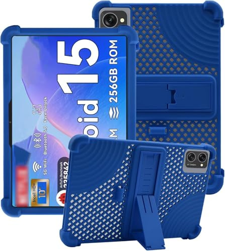 Funda de silicona para tablet TABWEE T20 de 10.1 pulgadas con cobertura completa, a prueba de golpes, antiarañazos, soporte ajustable, cubierta de silicona suave, diseño de múltiples agujeros para una