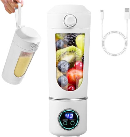 LOMUG Tragbarer Mixer für Smoothie, 700ML Wiederaufladbarer Kleiner Mixer für Früchte, Mini-Standmixer mit 12-Klingen Edelstahl, Wiederaufladbarem Typ-C Portable Blender für Fitnessstudio Büro Camping