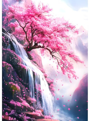 DPHERO 5D Arbre de Vie Diamond Painting Kits, DIY Cascade Art du Diamant Painting Kit Complet, Montagne Broderie Kits de Peinture sur Diamant Point de Croix Painting pour Adultes Débutants 30x40 cm