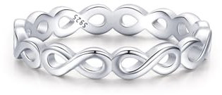 Verlobungsring 925 Sterling Silber, Promise Ring Silber Hohles Unendlichkeitszeichen Größe 49 (15.6)
